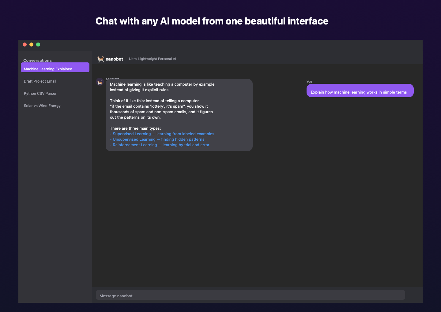 AgentDesk main chat interface